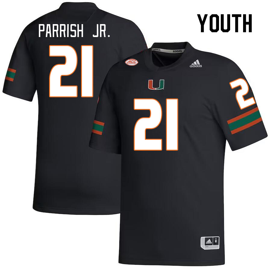 Youth #21 Henry Parrish Jr. Miami Hurricanes College Football Jerseys Stitched-Black